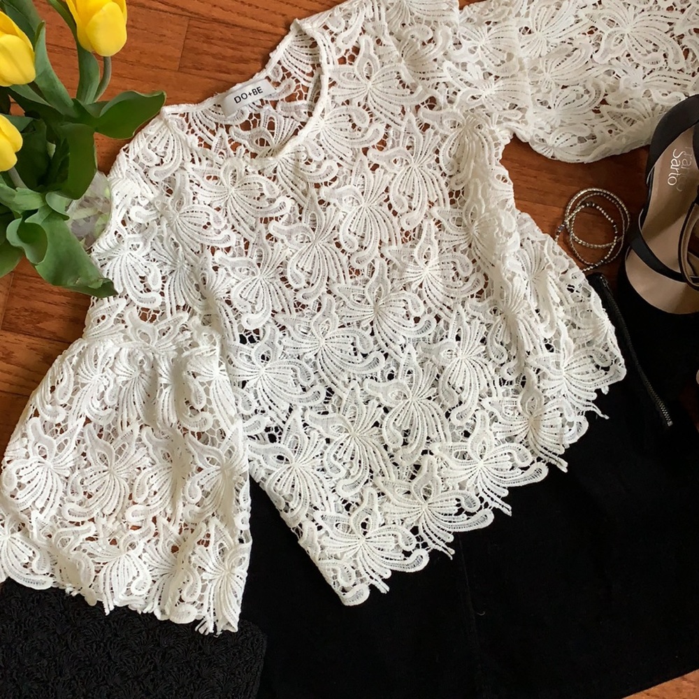 DO + BE Lace top with Bell sleeves